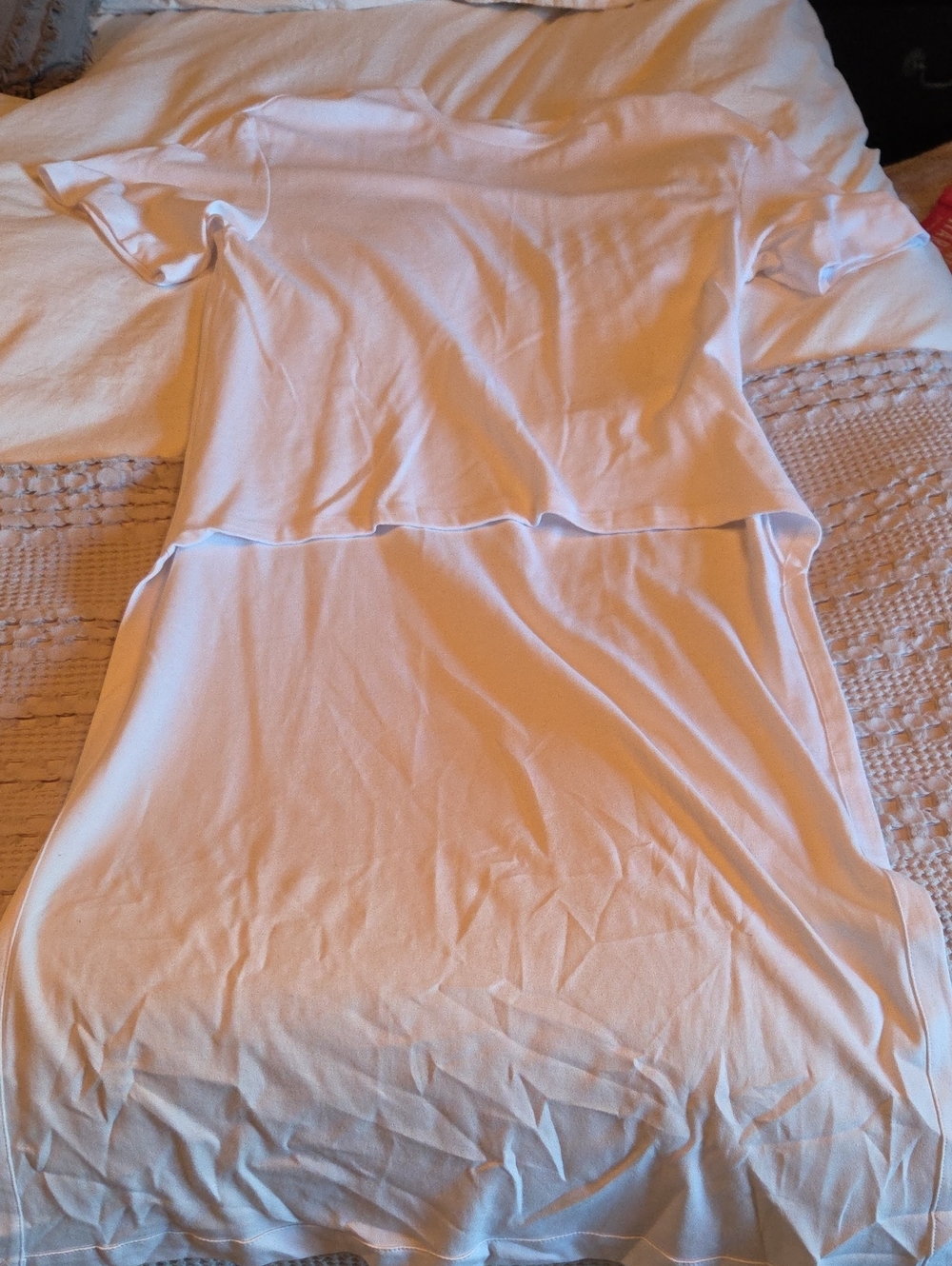 Mango White Short-Sleeve Long Back Shirt Medium